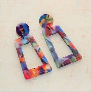80s Inspired Geometric Acrylic Colorful Earrings